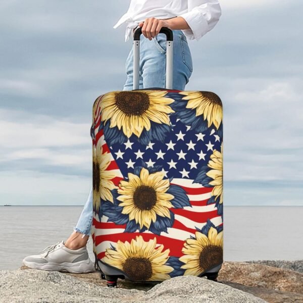 Sunflowers Red and White Lines Travel Luggage Suitcase COVER, Washable Suitcase COVERS Elastic, XL - Fits 29-32 inch luggage (No Suitcase) - Image 8