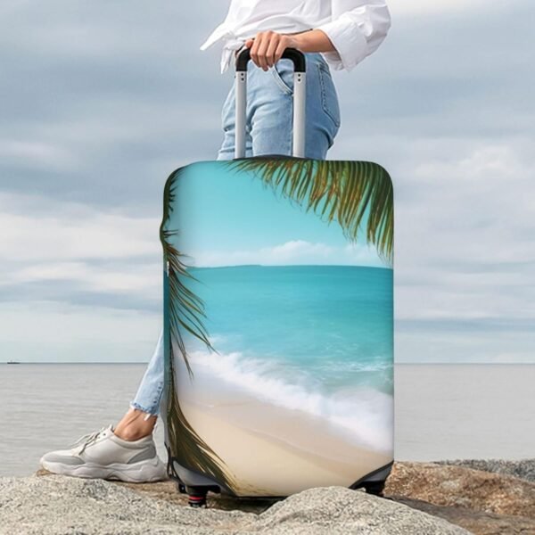 Ocean Sea Beach Palm Leaves Print Luggage Cover Travel Luggage Covers Elastic Washable Suitcase Protector Anti-Scratch Dirt Suitcase Covers Dust-proof Baggage Case Covers Fit 18-32 Inch Luggage - Image 7