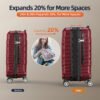 SHOWKOO Luggage Sets Expandable PC+ABS Durable Suitcase Double Wheels TSA Lock 3pcs Red Wine - Image 4