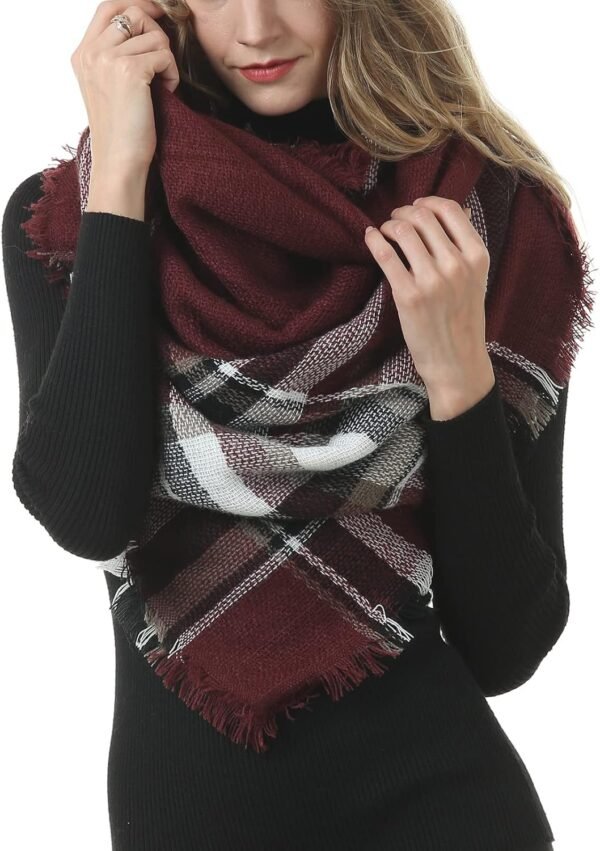 Women's Plaid Blanket Winter Scarf, Warm Cozy Tartan Wrap Oversized Shawl Winter Scarves for Women - Image 6