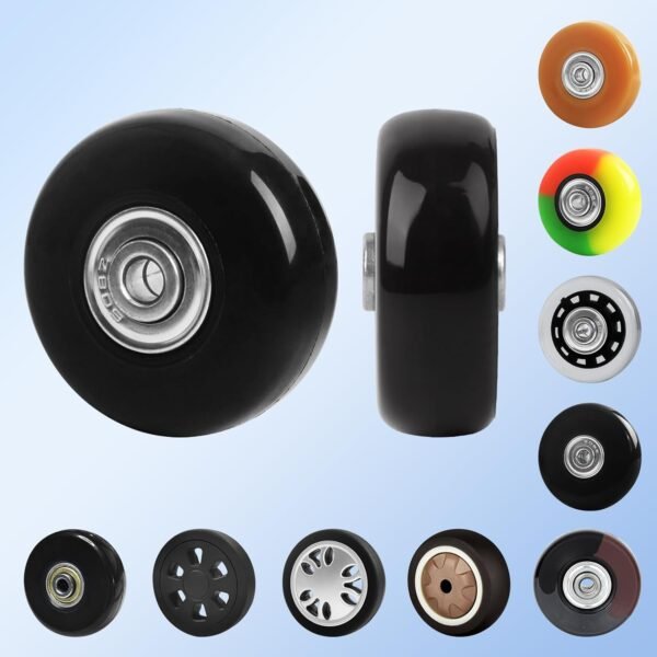 Luggage Wheels Replacement Kit 4PC Diameter 1.6in/40mm Thick 0.7in/17mm PU Wheels with Ball Bearing 3 Size Axles Full Set Repair Tool for Suitcase Trolley Bag Draw-bar Travel Box - Image 7