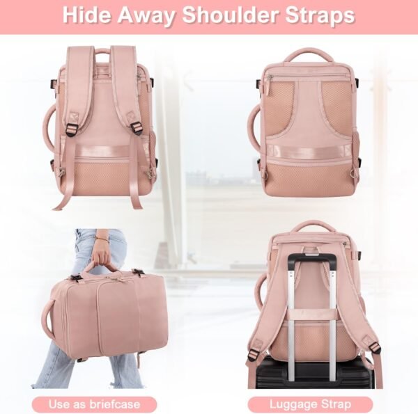 Travel Backpack for Women, Flight Approved Carry On Backpack with USB Charging Hole, Lightweight Travel Bag, Waterproof Causal Bookbag for College, Travel, Work - Image 3