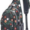 G4Free Sling Bag RFID Blocking Sling Backpack Crossbody Chest Bag Daypack for Hiking Travel(Black Base Floral)