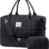 LOVEVOOK Large Duffle Bag for Travel, Puffer Weekender Bags for Women Travel Tote, Carry on Duffel Bag for Airplanes, 18 Inch Personal Item Bag Gym Bag Women, Black