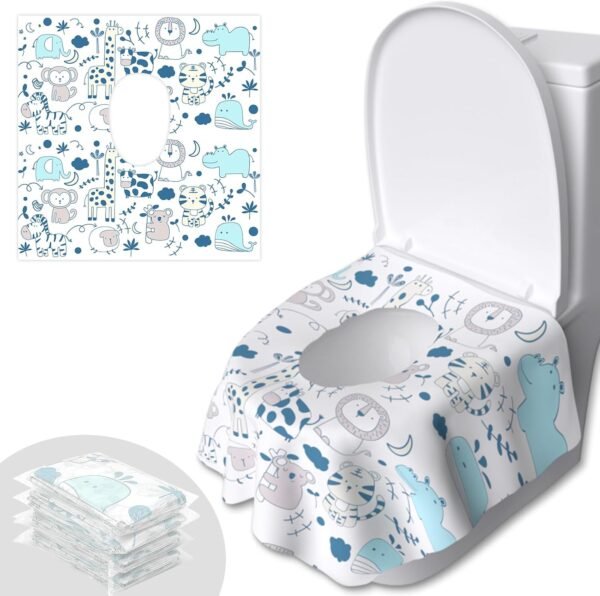 Toilet Seat Covers Disposable, 20 PCS Extra Large Waterproof Toilet Potty Seat Covers for Toddlers, Kids Potty Training, Potable Potty Seat Covers Travel Essentials for Airplane, Public Restroom,Trip