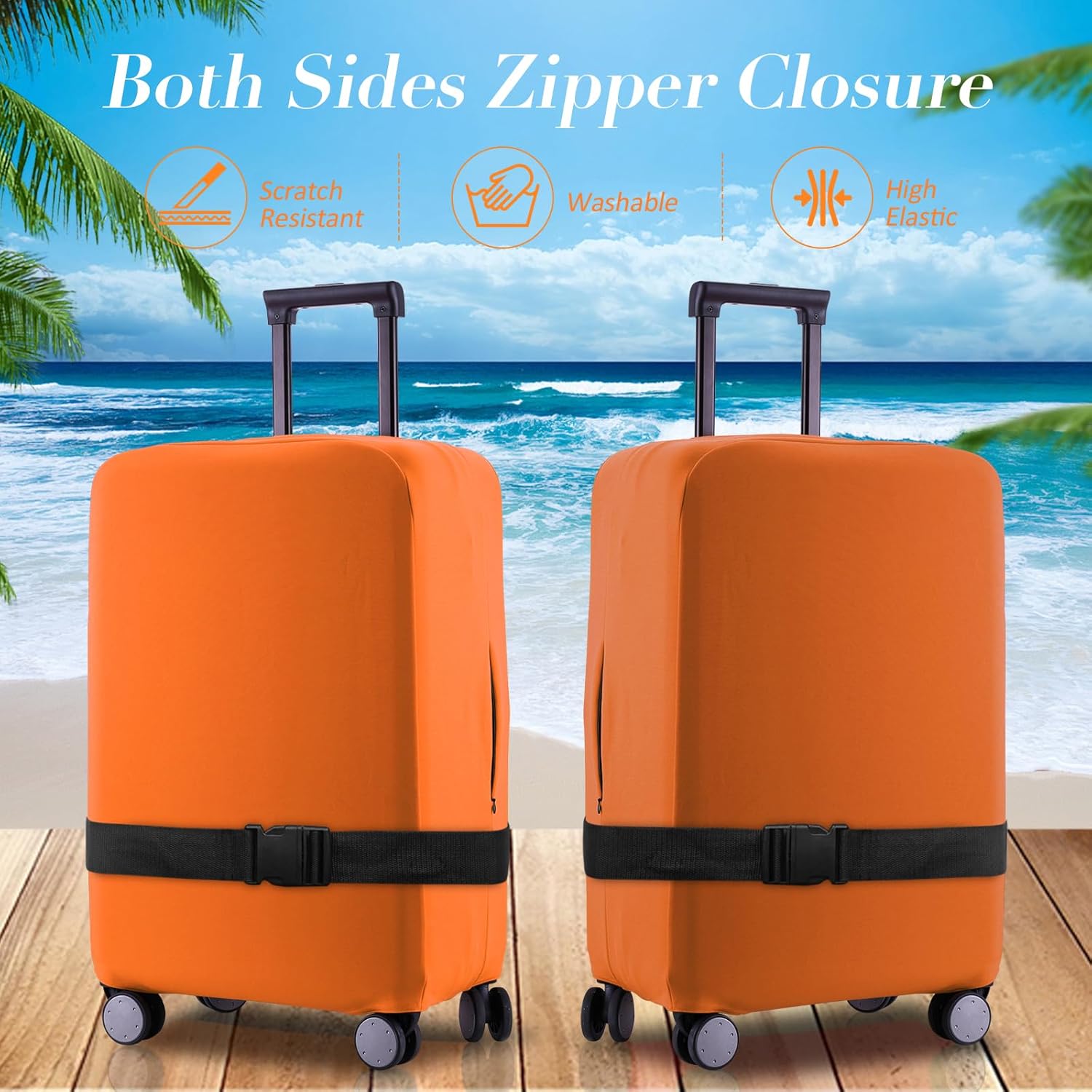 Travel Luggage Cover Suitcase Protector Scratch-Resistant Fit 19-31 Inch Suitcase, Not Included Suitcase (Orange, S(19-21 inch)) - Image 2