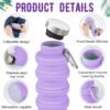 Collapsible Water Bottle,4 Pcs BPA Free Reuseable Silicone Foldable Leakproof 16oz Water Bottles,Portable Lightweight Water Bottles with Carabiner for Travel Gym Camping,Hiking Outdoor Indoor Sports - Image 2