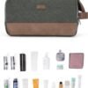 WANDF Toiletry Bag for Men Travel Toiletry Organizer Canvas and Leather Dopp Kit Water-Resistant Shaving Bag for Travel Accessories (Green, Patent Pending) - Image 9