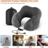 Travel Pillow 100% Memory Foam Pillow, Neck Pillow for Airplane, Neck & Head Support Pillow for Sleeping Rest & Car, Travel Pillows Kit with Storage Bag, Sleep Mask and Earplugs Dark Grey - Image 7