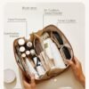 EACHY Travel Makeup Bag,Large Capacity Cosmetic Bags for Women,Waterproof Portable Pouch Open Flat Toiletry Bag Make up Organizer with Divider and Handle - Image 2