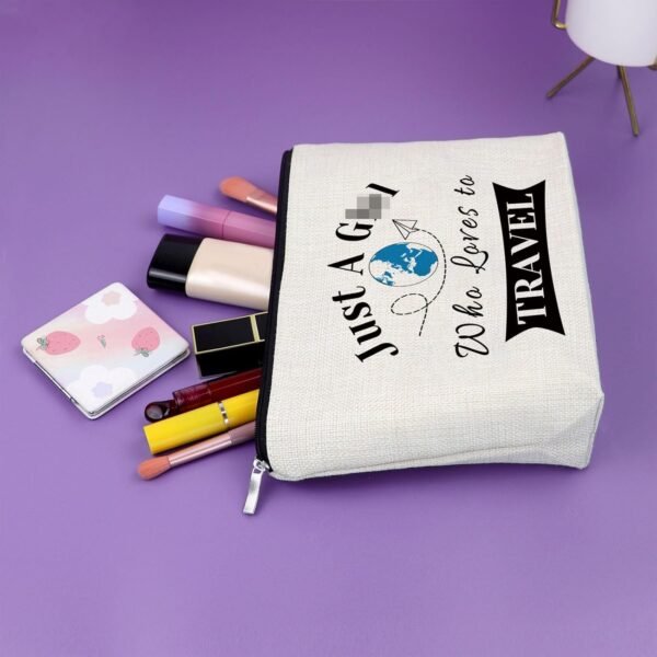 Sazuwu Travelers Gifts for Women Makeup Bag World Adventure International Traveler Gifts Travel Lovers Gift Ideas Cosmetic Bag Gifts for Travel Buddies Beach Girls Trip Travel Gifts - Image 5