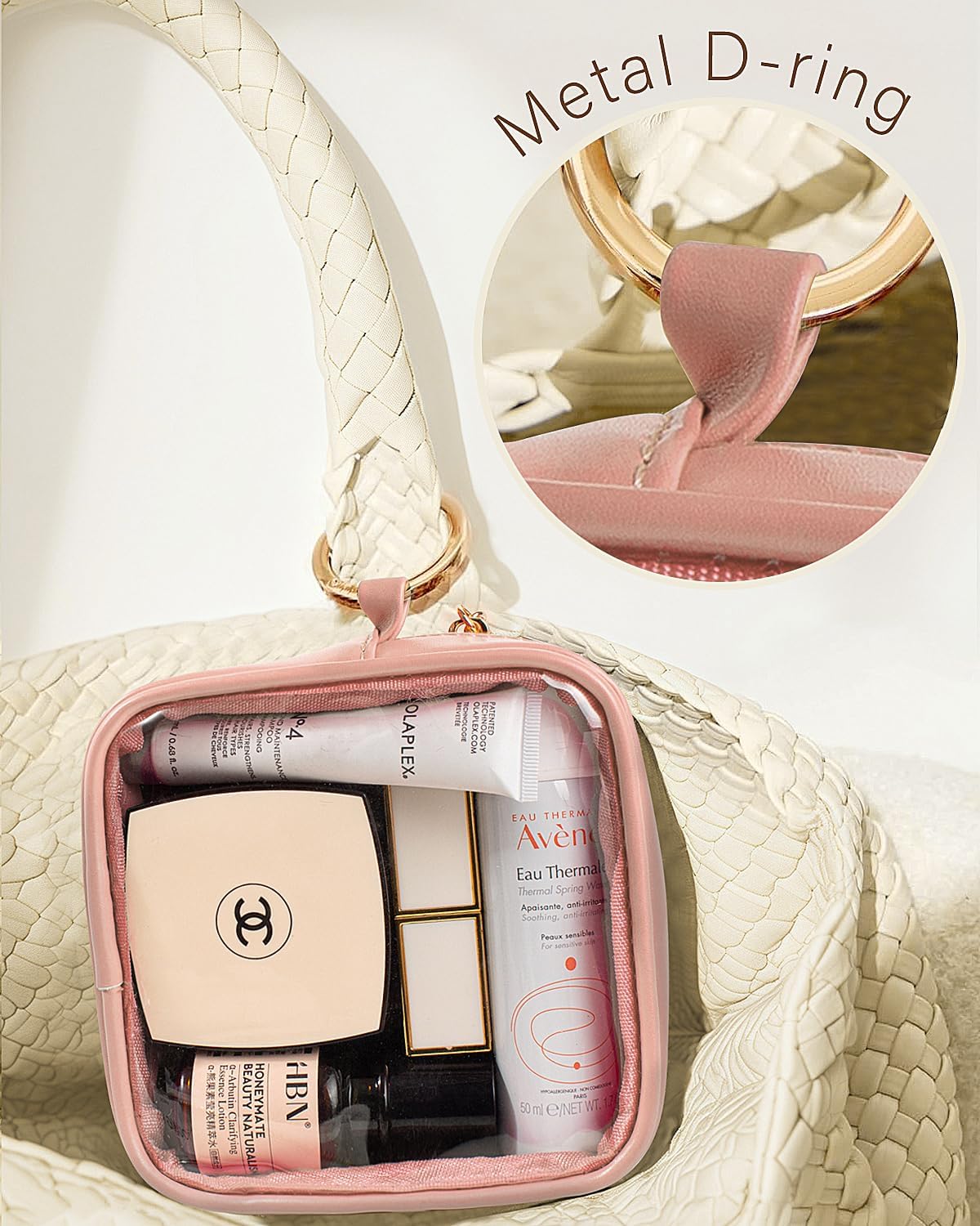 LETGO Clear Makeup Bags Set - TSA Approved Toiletry Bag,Clear Toiletry Bags for Traveling Small Clear Makeup Bag for School Mini Travel Essentials Pink Car Accessories for Women Men (Large+Mini Pink) - Image 7