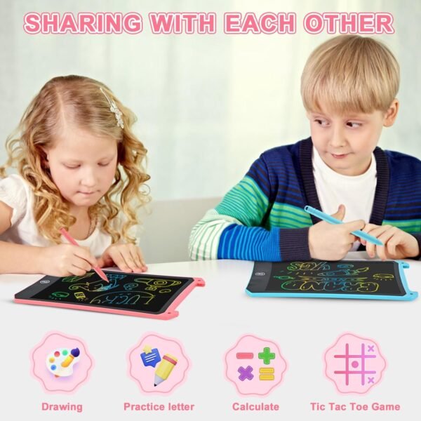LCD Writing Tablet, 2 Pack Toddler Kids Toys, 8.5 Inch Doodle Board Drawing Pad, Travel Essentials Kids Games, Back to School Supplies Toys Birthday Gifts for Girls Boys Age 3-8 - Image 2
