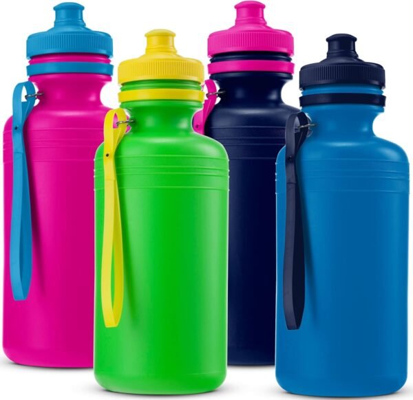 Bulk Water Bottles for Kids - (Pack of 12) 18 oz - 7.5 Inch BPA-Free Plastic water Bottles with Pop-Up Tops & Handles for Summer, reusable water bottles bulk For School, sports Birthday Party Favors - Image 3