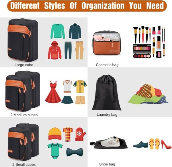 8 Set Packing Cubes for Travel, Lightweight Vacation Travel Essentials, Travel Accessories for Suitcase Organizer Bags Set - Image 2