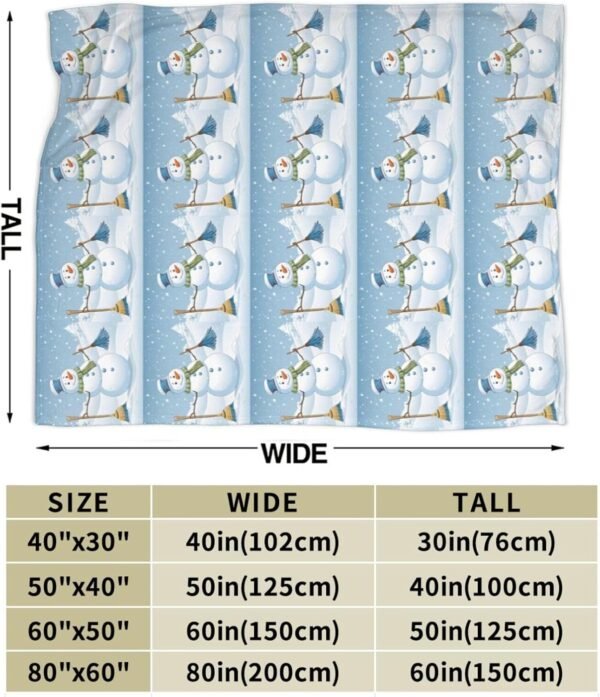 (Merry Christmas Snowmen) Print Fall Throw Blanket Personalized Soft Flannel Blanket for Bed Couch Sofa, Blanket for Lightweight Fuzzy Cozy Blankets for Travel Office Home 60"X50" - Image 4