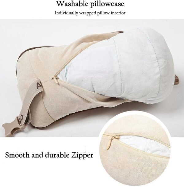 ALIBO Chairs Recliner Neck Rest Back Pillow Pain Relief Supports Car Airplane Travel Curve Pillow with Adjustable Elastic Strap Head Protector Pillow Beige 1 Piece,Firm One - Image 3