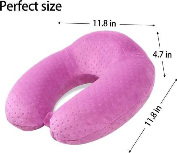 Airplane Pillow Comfortable Neck Pillow for Travel Purple Travel Neck Pillow U Shape Memory Foam Breathable Pillow for Head and Neck Support, Portable Travel Pillow - Image 3