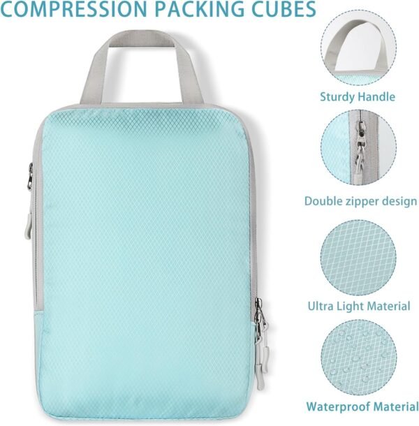 Compression Packing Cubes - Etercycle 5 Set Travel Organizer Bags for Luggage with Shoe Bag, Expandable and Premium Storage - Essential for Suitcases Travel - Image 3
