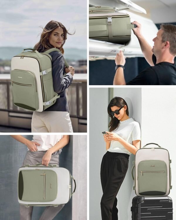 LOVEVOOK 40L Travel Backpack for Women & Men, Large Carry on Backpack for Airplanes with 3 Packing Cubes, TSA Personal Item Travel Bag fits 17" Laptop, Waterproof Travel Essentials Airline Approved - Image 6