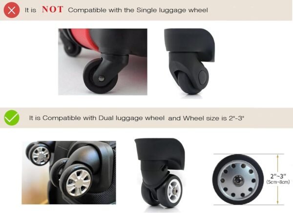 REENFAYA Luggage Wheels Cover,24PCS Luggage Suitcase Wheels Cover Carry on Luggage Suitcase Wheels Protector/Luggage Caster Cover Silicone Covers for Most Luggage Wheel/Office Chair No Noise (Black) - Image 2