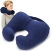SunnyBay Travel Neck Pillow for Airplanes, Car & Chair - Ultimate Sleeping Accessories for Traveling - Neck Support and Pain Relief - Original Pillows for Chemo Patients (Navy Blue, Medium)