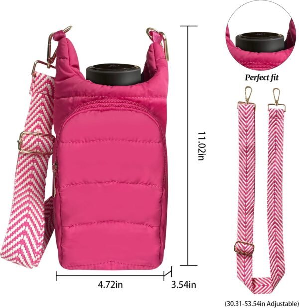 Water Bottle Holder with Strap Quilted Crossbody HydroBag Stylish Puffer Waterbottle Purses Water Bottle Sling Bag Water Bottle Accessories for Gifts Outdoor Travel Walking Hiking Camping - Image 5