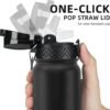 Fanhaw 20 Oz Stainless Steel Insulated Sports Water Bottles with Straw for Kids, Men and Women (Black) - Image 2