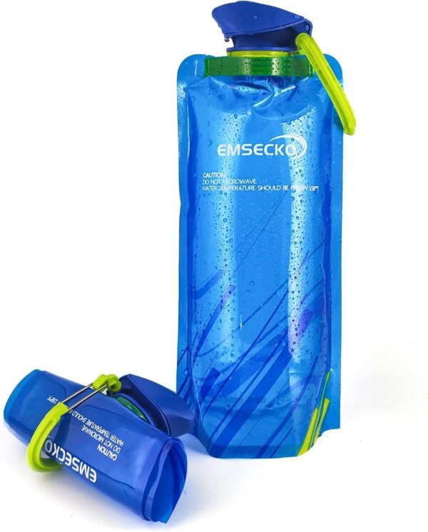 Collapsible Water Bottle - 700ml Foldable BPA-Free Durable Carabiner Reusable Flexible Storage Bag for Fish Bait, Milk Powder, and Nuts, Ideal for Hiking, Camping, and Travel