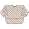 Bumkins Sleeved Bib for Girl or Boy, Baby and Toddler for 6-24 Mos, Essential Must Have for Eating, Feeding, Baby Led Weaning Supplies, Long Sleeve Mess Saving Food Catcher, Soft Fabric, Sand Check