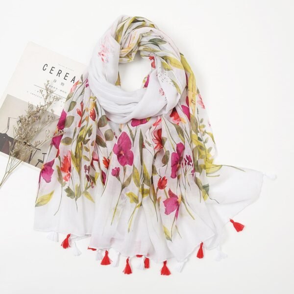 YOUR SMILE Large Boho Scarf for Women Lightweight Floral Printed Scarves Fall Winter Fashion Fringed Shawl wraps - Image 4