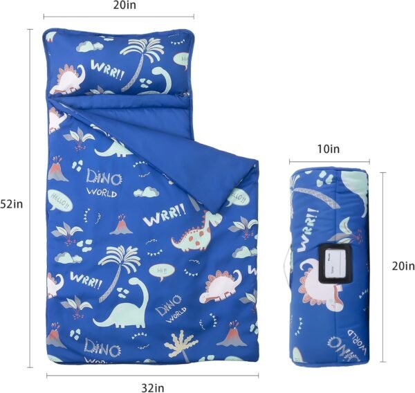 Morais Toddler Nap Mat with Removable Pillow and Blanket,Lightweight,Soft,Perfect for Kids Preschool, Daycare, Travel Sleeping Bag Boys and Girls - Image 2