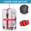 Travel Inspira Luggage Straps TSA Approved Suitcase Belt Adjustable Length 3-Dial Combination Lock and Cross Luggage Suitcase Security - Red - Image 3