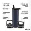 ZULU 18oz Kids Stainless Steel Water Bottle with 3 Lids- Straw, Chug, Twist | Double Walled and Vacuum Insulated Metal Thermos | Fits Car Cupholder, Built in Carry Loop, Dishwasher Safe, Navy - Image 4