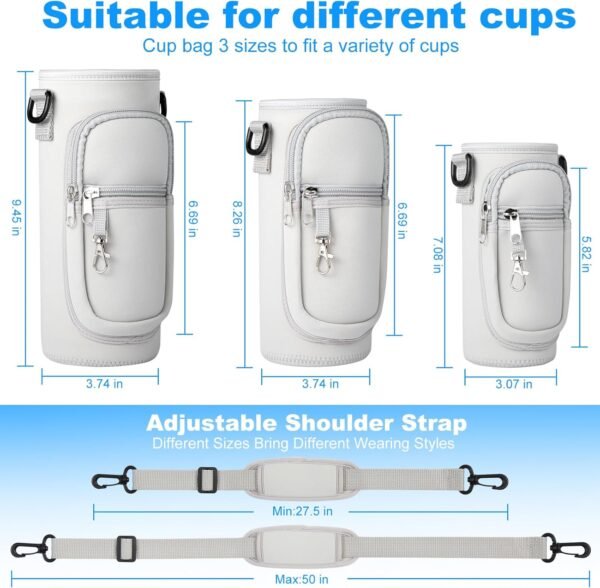 Water Bottle Holder with Strap for Hydroflask 32oz 40oz Insulated Water Bottle, Carrier Sling Bag with Phone Pocket Water Bottle Sleeve for Men Women Hiking Camping Travelling - Image 2