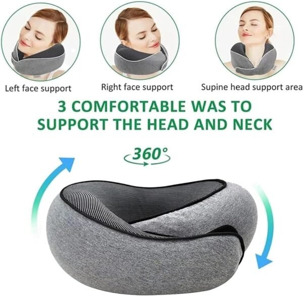 Travel Pillows for Airplanes, Neck Pillows for Travel,2024 New Travel Neck Pillow, Memory Foam Neck Pillow for Traveling Car Aircraft (Grey) - Image 7
