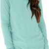 ATHMILE Womens Long Sleeve Round Neck Shirts Basic Tee Casual Top Fall Trendy Tunic Outfits Fitted T Shirts