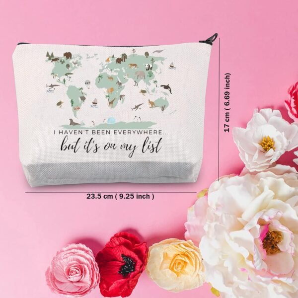 TSOTMO Travel Bag Traveler Gift Travel Cosmetic Bag Travel Accessories Toiletry Bag For Women World Travel Gift (ON MY LIST) - Image 2
