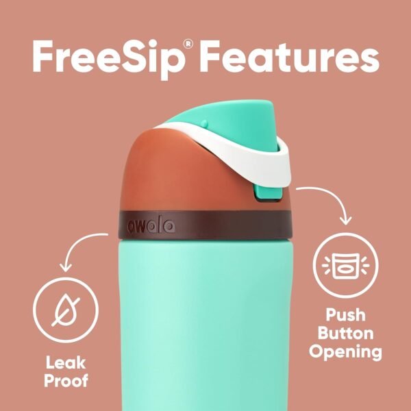 Owala Kids FreeSip Insulated Stainless Steel Water Bottle with Straw, BPA-Free Sports Water Bottle, Great for Travel, 16 oz, Mint Chocolate - Image 3