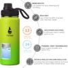 Farsea Insulated Water Bottle With Paracord Handle, Protective Silicone Boot and 2 Lids (Straw Lid & Spout Lid), Stainless Steel Water Bottle Wide Mouth, Double Wall Sweat-Proof BPA-Free, 18 oz - Image 2
