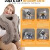 Inflatable Travel Pillow,Multifunction Travel Neck Pillow for Airplane to Avoid Neck and Shoulder Pain,Support Head,Neck,Used for Sleeping Rest, Airplane and Home Use,with Eye Mask, Earplugs,Gray - Image 5