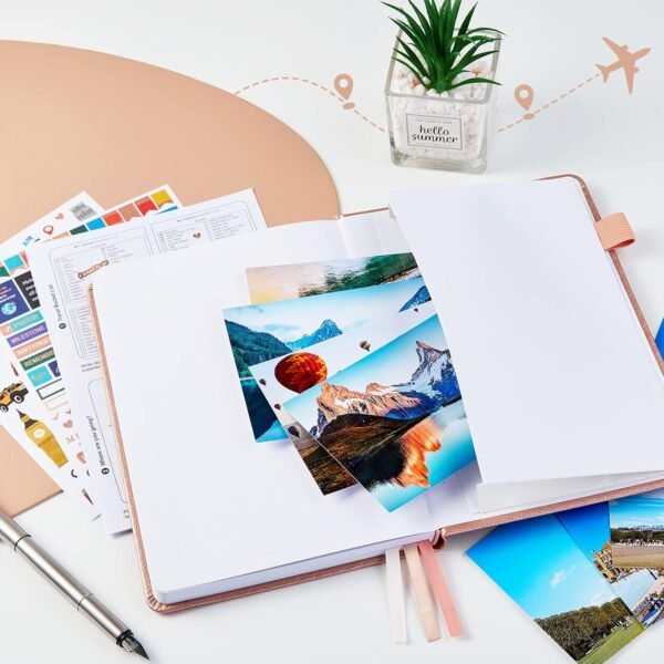 JUBTIC Travel Journal for Women & Men, Vacation Planner with Pockets for Keepsakes, Travel Notebook for 6 Trips, Trip Planner Travel Gifts (Rose Gold) - Image 7