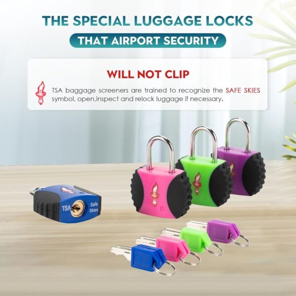 4 Pack TSA Approved Luggage Lock.Luggage Key Locks with Keyed Alike, TSA Approved Travel Lock with Ultra Secure PPR/ABS Lock Body Travel Lock Luggage Lock TSA Approved - Image 4