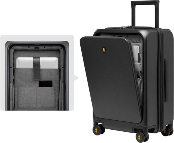 LEVEL8 Road Runner Pro Carry-On Luggage, 20” Lightweight PC Hardside Suitcase with Wheels, Spinner Trolley for Luggage with Front Compartment, Tsa Lock, Dark Grey - Image 5