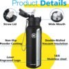 Han's Bottle Sports Water Bottle - 24 Oz, Straw Lid, Leak Proof, Vacuum Insulated Stainless Steel, Double Walled, Thermo Mug,Black - Image 5