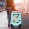 Travel Luggage Cover Spandex Blue Suitcase Protector Bag,Black Letter Z Boho Floral Flowers Leaves Anti-Scratch Washable Baggage Covers For Wheeled Suitcase Kid Adult,M (For 22-24 Inch Luggage) - Image 8
