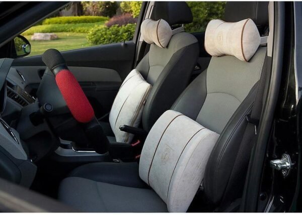 ALIBO Chairs Recliner Neck Rest Back Pillow Pain Relief Supports Car Airplane Travel Curve Pillow with Adjustable Elastic Strap Head Protector Pillow Beige 1 Piece,Firm One - Image 8