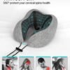 ALLJOY Travel Neck Pillow for Sleeping-Prevents Head Forward,100% Pure Memory Foam Travel Pillow with Eye Mask, Adjustable Clasp, and Seat Strap - Comfort Travel Kit for Airplane, Train, Car - Image 3