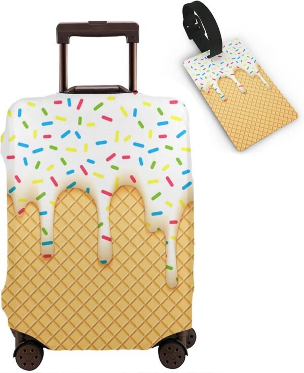Ice Cream Travel Luggage Cover Polyester Suitcase Protector Washable Baggage Covers XL(31-32 inch luggage)