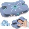 Cervical Pillow for Neck and Shoulder Pain Relief, Ergonomic Neck Pillow for Sleeping, Contour Memory Foam Cervical Pillow, Neck Pillow for Side Back Stomach Sleepers with Ice Silk Fabric (Blue)